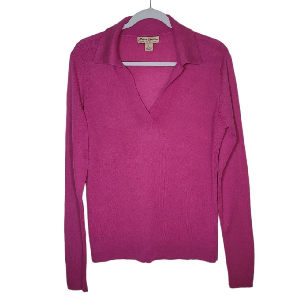 Marisa Christina Women's Long Sleeves 2-Ply Cashmere Purple Pink Sweater Size L